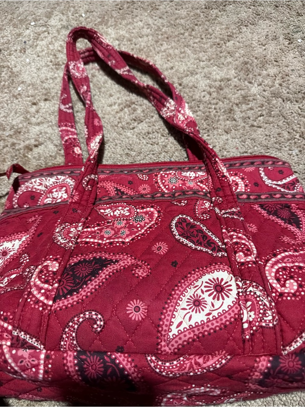 Vera Bradley Quilted Paisley Tote in Deep Wine Red